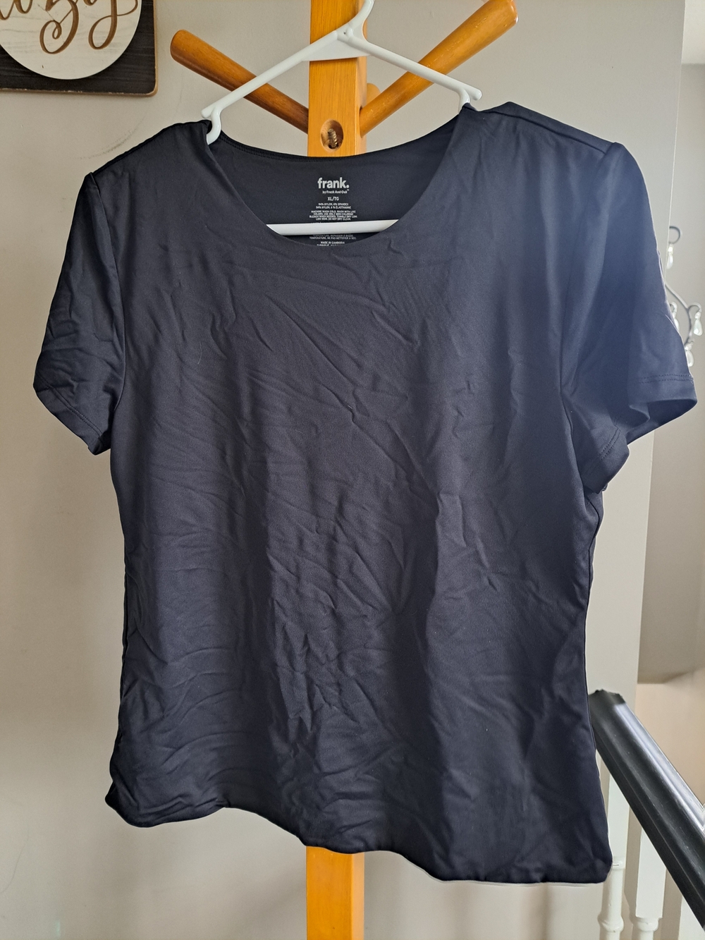 Frank & Oak Black Short Sleeve Crewneck Tee